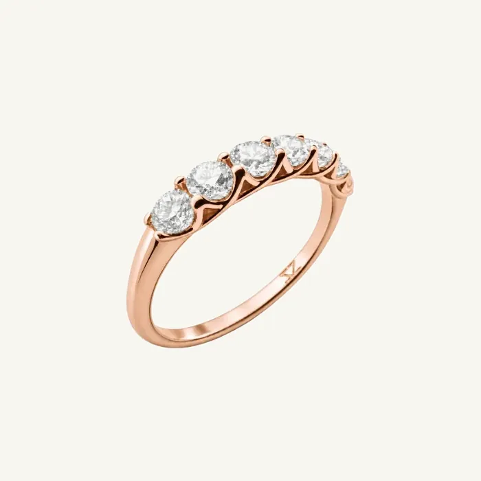 Row Ring with 7 Round Stones · 0.84 ct