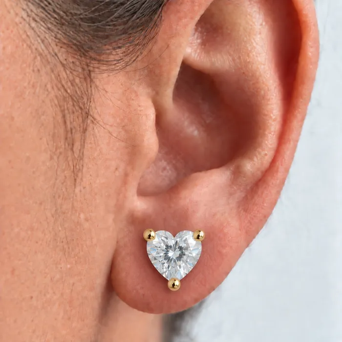 Серьги с лабораторными бриллиантами «сердце» — 1.5–4 ct на пару — фото 10