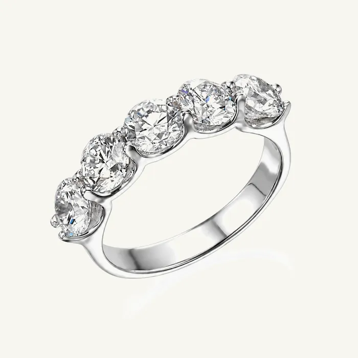 Кольцо-дорожка из пяти лабораторных бриллиантов — 2.5 ct