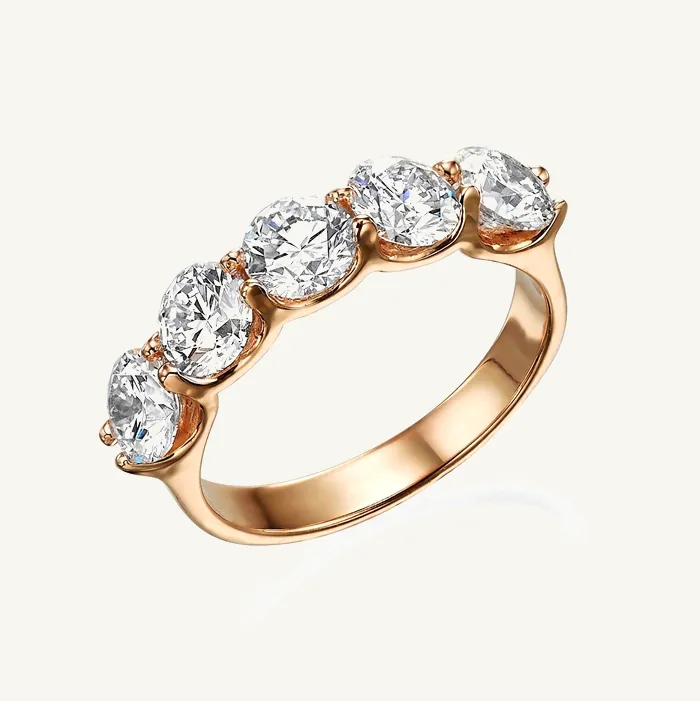 Кольцо-дорожка из пяти лабораторных бриллиантов — 2.5 ct