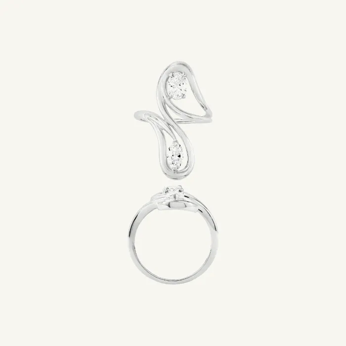טבעת מעוצבת | בשיבוץ אבן מרקיזה + אובל | 1.25 CT