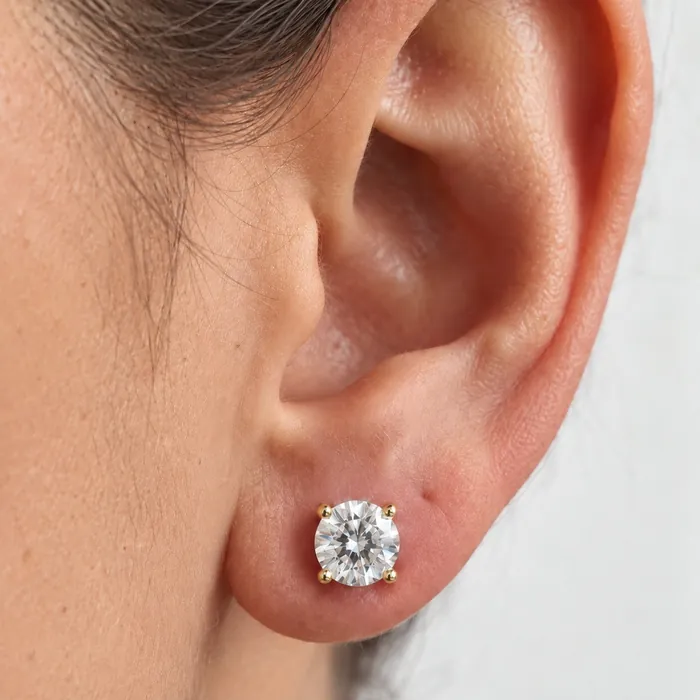 Круглые серьги с лабораторными бриллиантами — 1.5–4 ct на пару — фото 8