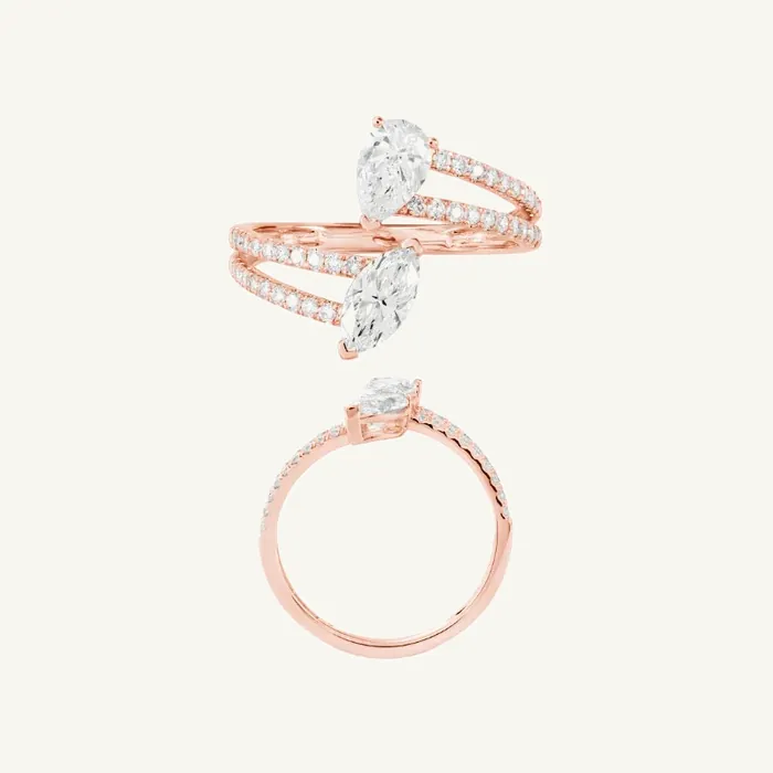 Обвивающее кольцо с камнями огранки «груша» и «маркиз» · 1.34 ct