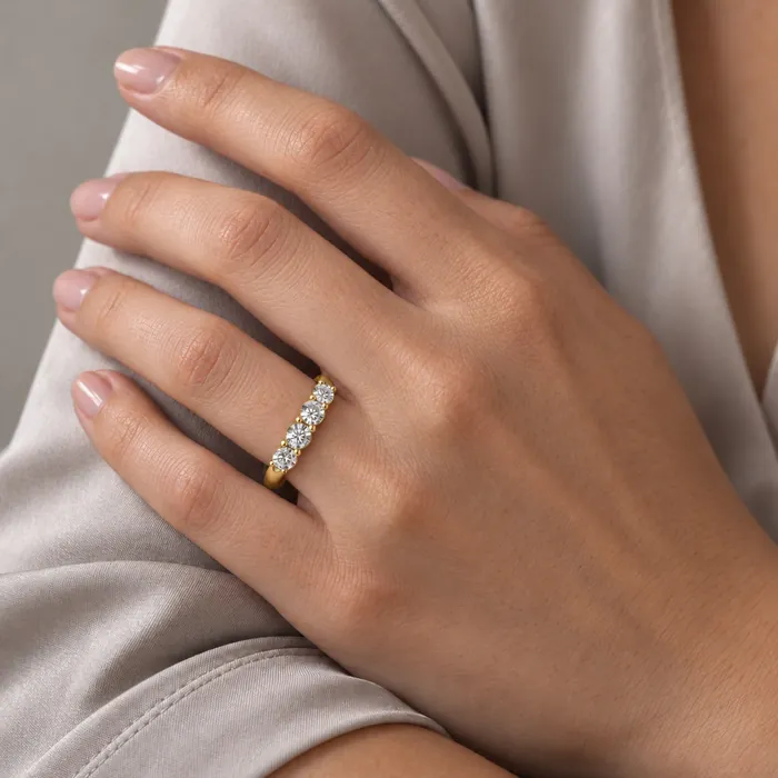 Кольцо-дорожка из пяти лабораторных бриллиантов — 1 ct