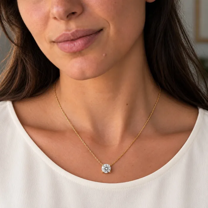 Колье-солитер с круглым лабораторным бриллиантом — 0.3–3 ct — фото 19